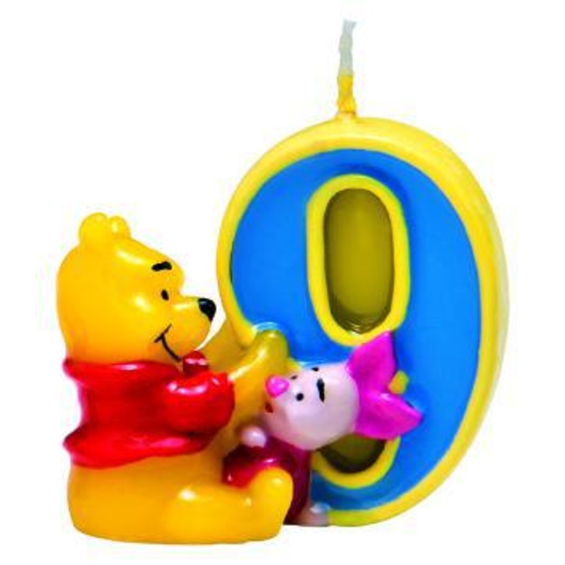 Winnie the Pooh & Piglet Friendship cake candle number 9