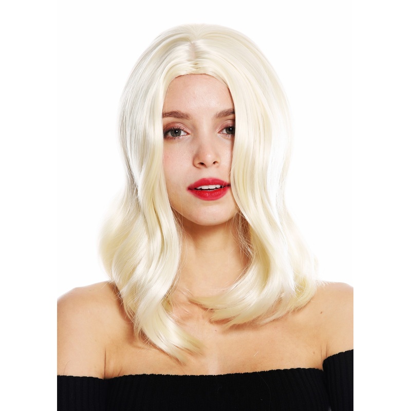 Women’s wig medium length middle parting sleek platinum blonde GFW2702-613