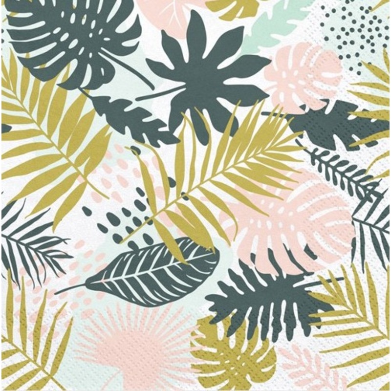 20 Aloha Summer Palm Leaf Napkins 33cm