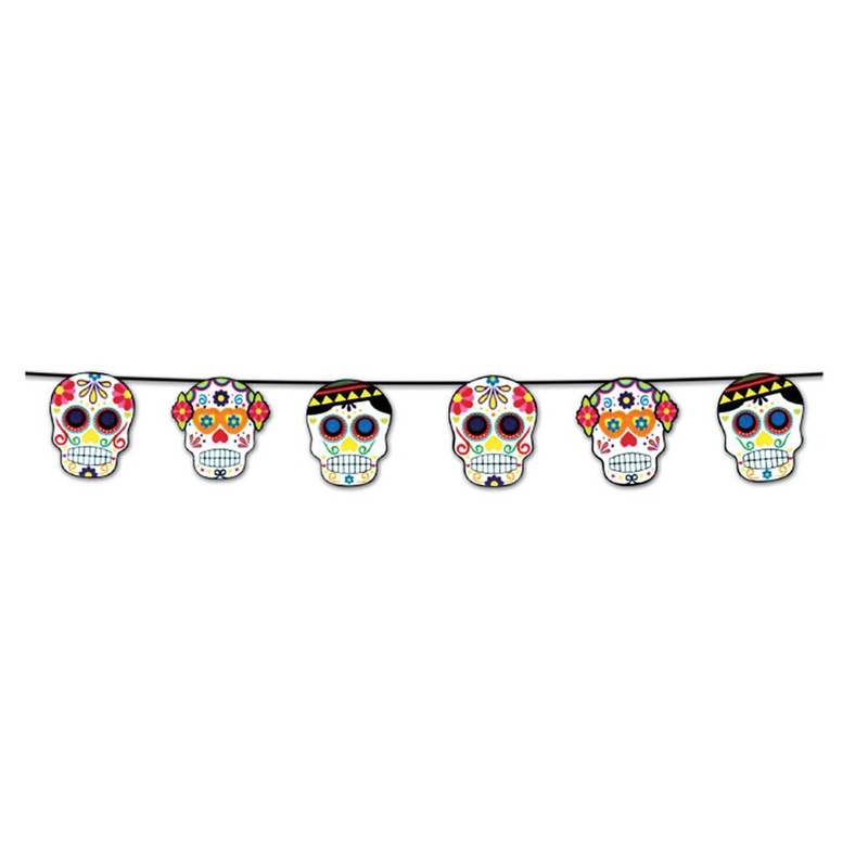 Garland colorful skulls 210cm