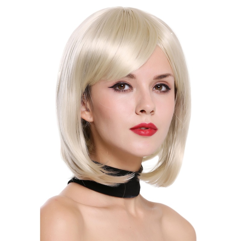 Lady Wig short Longbob Bob straight curved tips parting bright blond JH-713