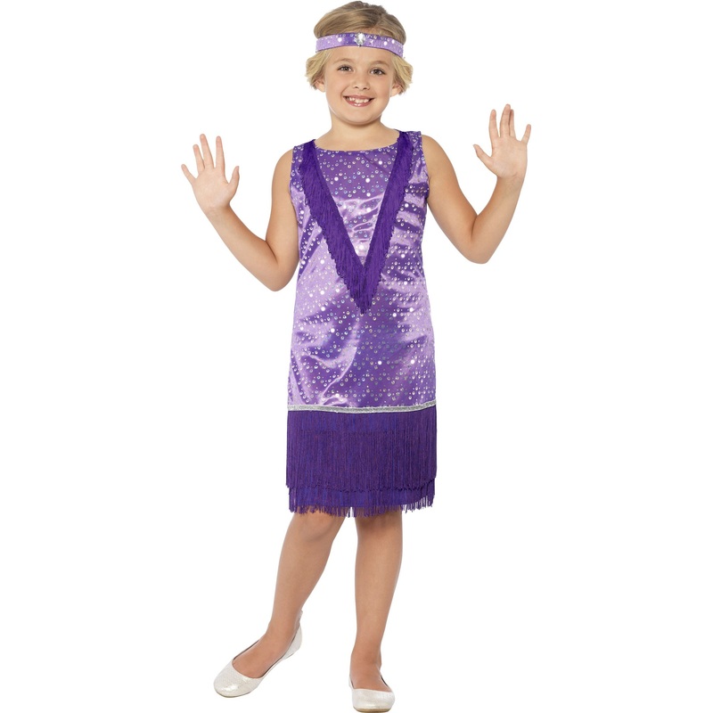 Purple sparkling flapper girl dress