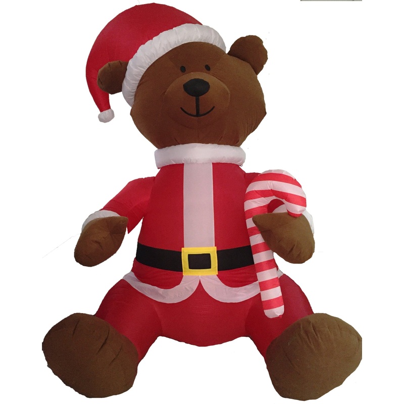 4FT Chriatams Sitting Bear with Candy Fur Inflatable Decoration