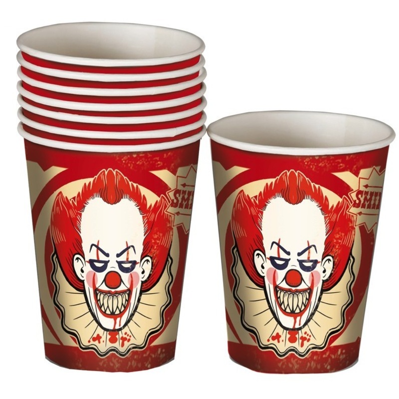 8 killer clown paper cups 200ml