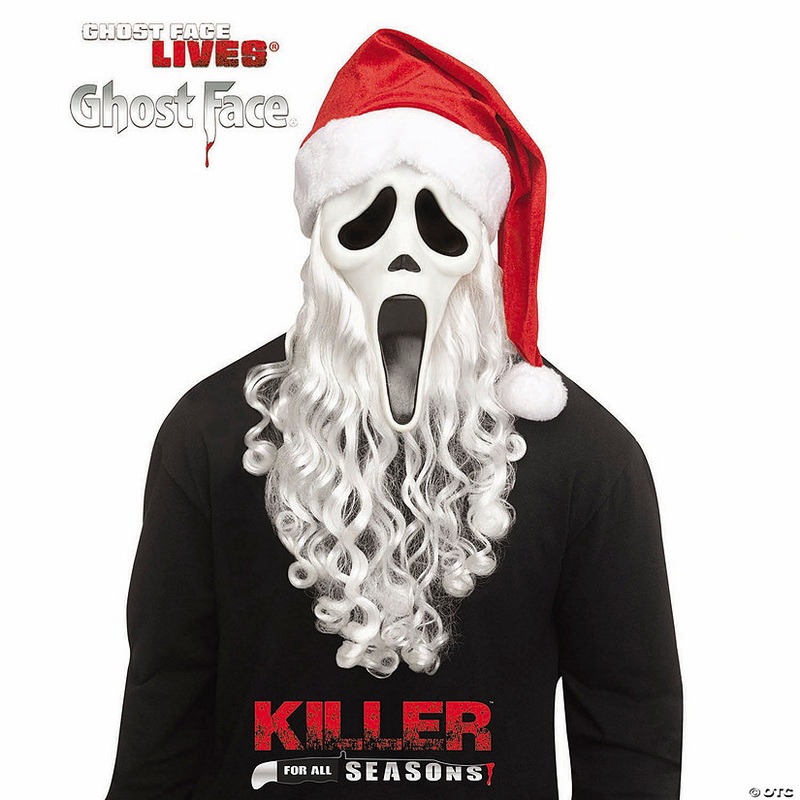 Adults Ghost Face Full Face Mask with Santa Claus Hat