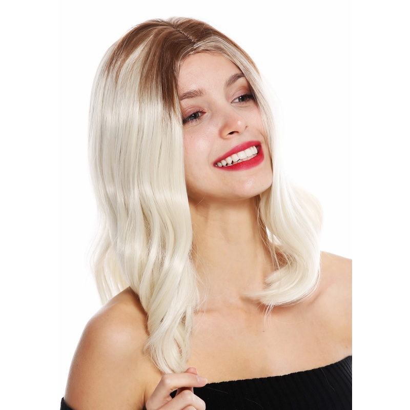 Women’s wig medium length middle parting sleek ombre brown blonde GFW2702
