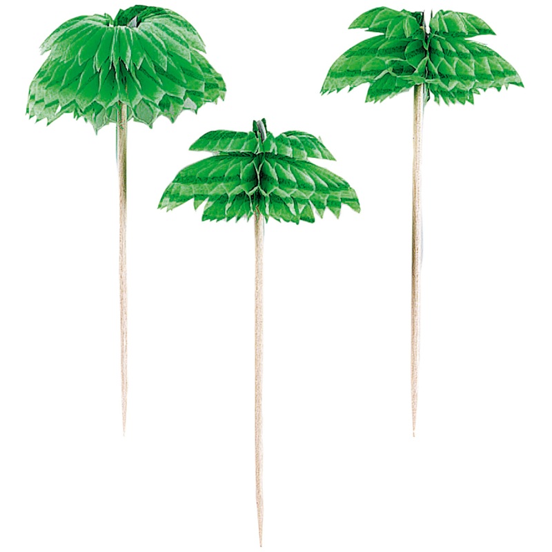 12 tropical palm skewers 3 inches