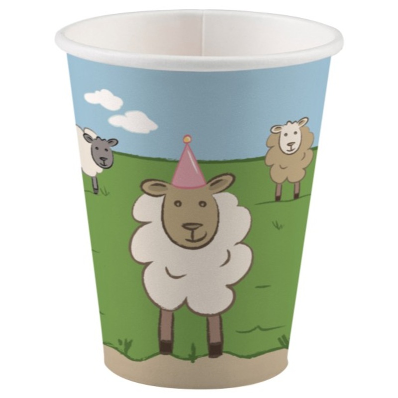 8 Farm Party paper cups 250ml