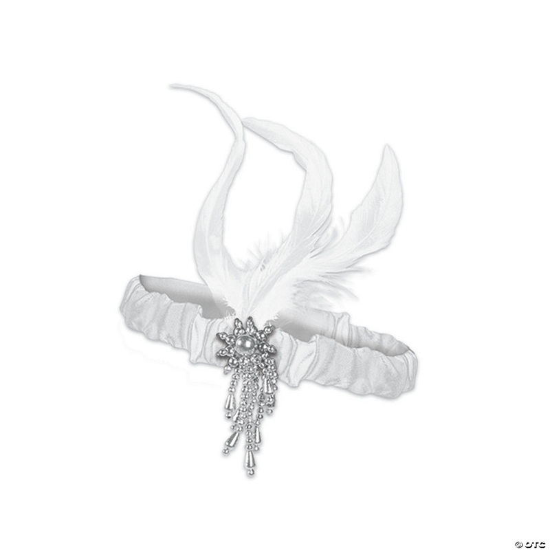 Adults White Flapper Headband with Feathers Costume Accessory – One Size