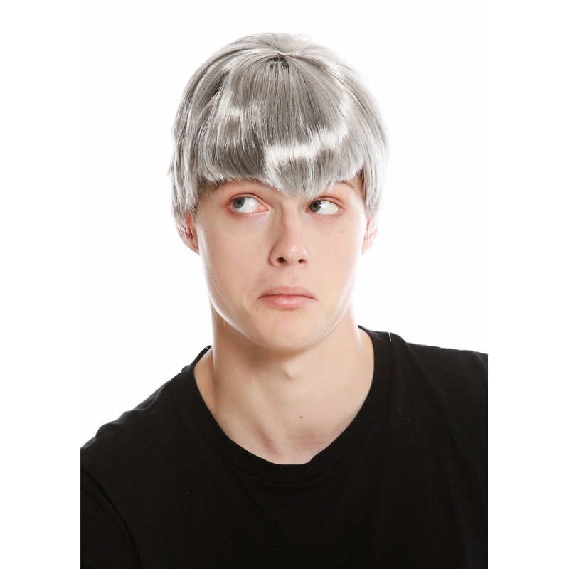 Women’s party wig men’s wig carnival Halloween short grey fringe 91087