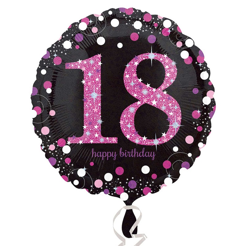 18th Happy Birthday Foil Balloon 18 – Pink