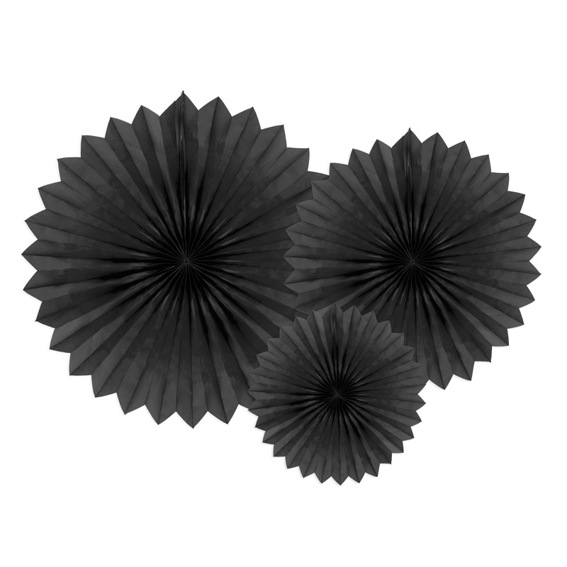 3 paper rosettes Partystar black