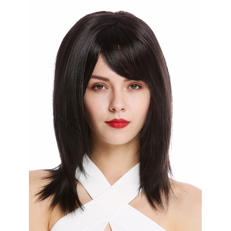 Lady Wig women shoulder-length fringe parting straight black GFW2472