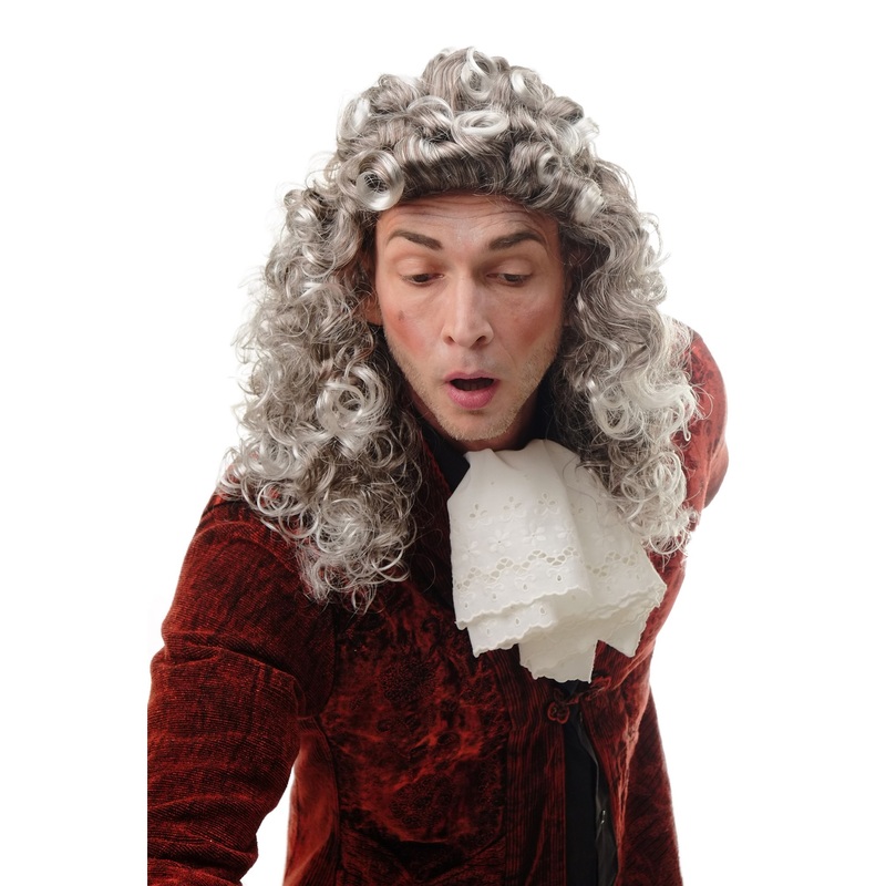 Party Wig  Ladies Men Baroque historic mullet Judge Lord grey brown curls AD-002