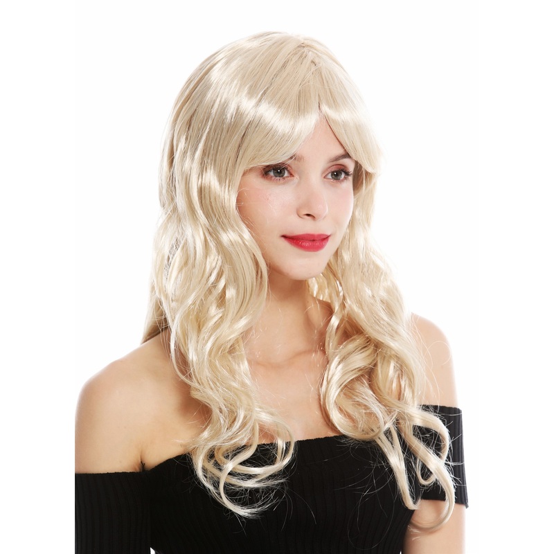 Women’s party wig carnival blonde mix long wavy fringe parting 23,6 inches 91164