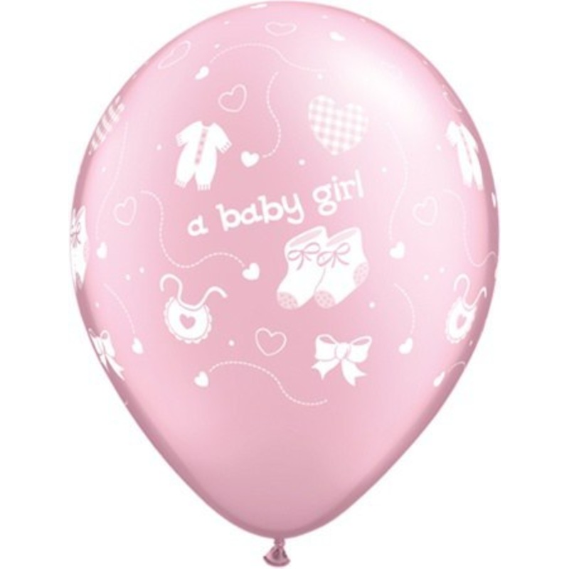 11 Pearl Pink Baby Girl Latex Balloons – 5 Pack