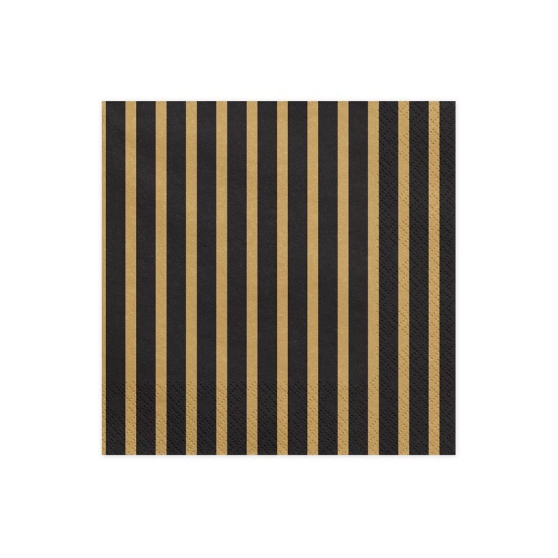 20 Black Celebration Napkins 33cm