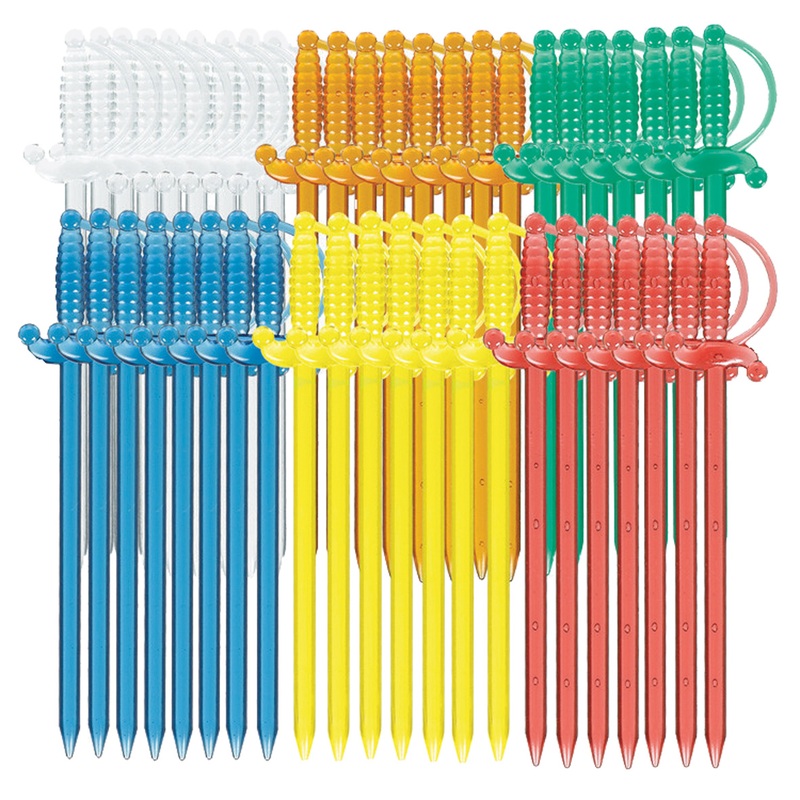 50 Birthday Suprise Party Swords Skewers Colorful