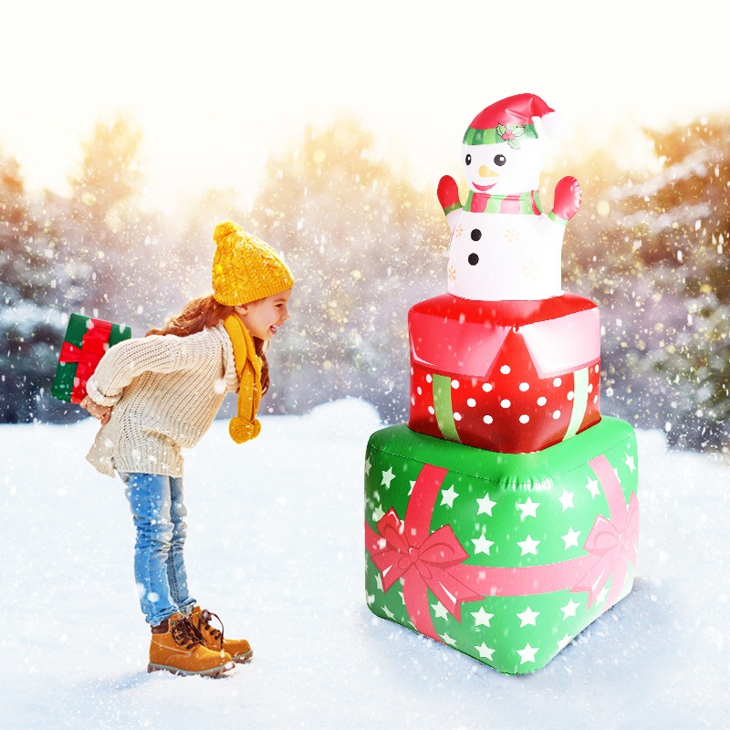 Snowman Inflatable Outdoor Decorations Inflatable Christmas Yard Decorations with Colorful LED Lights