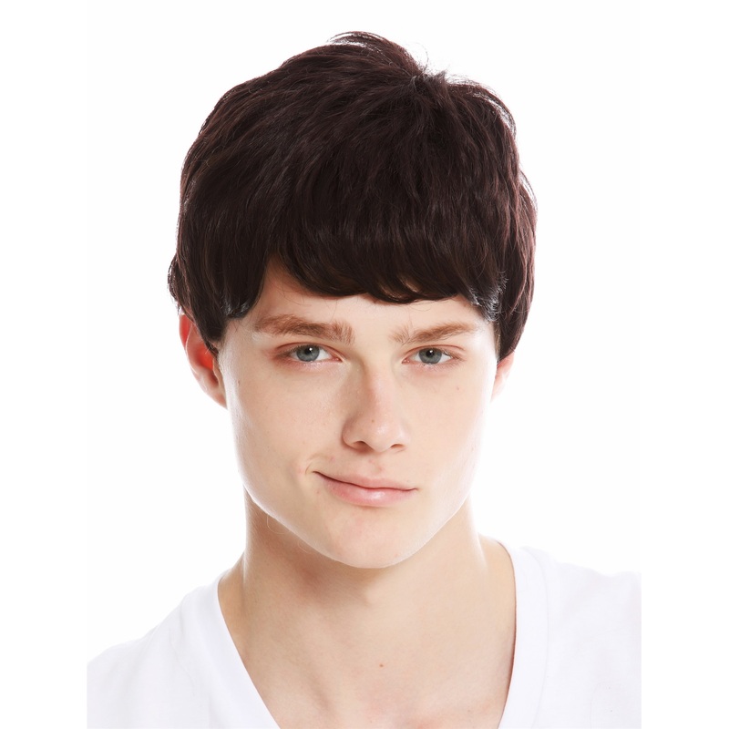 Wig woman women men man short wavy parting mahogany brown WLA-1058