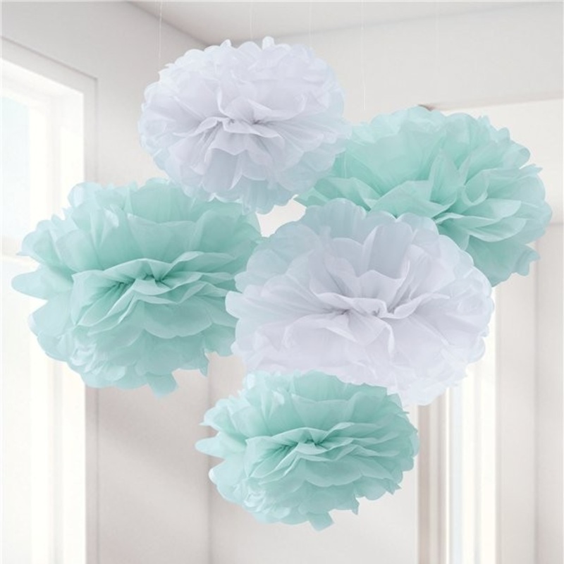 5 mint turquoise Oh Baby pompoms 33cm