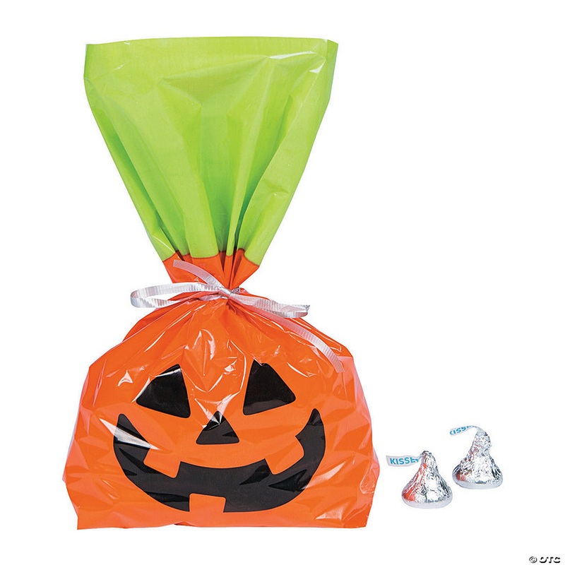 5 x 11 1/2 Bulk 50 Pc. Halloween Jack-O-Lantern Cellophane Bags