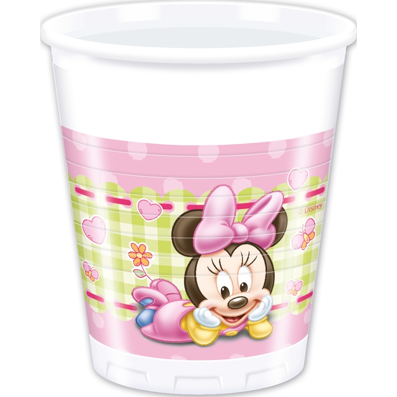 8 Minnie Mouse baby shower cups 200ml
