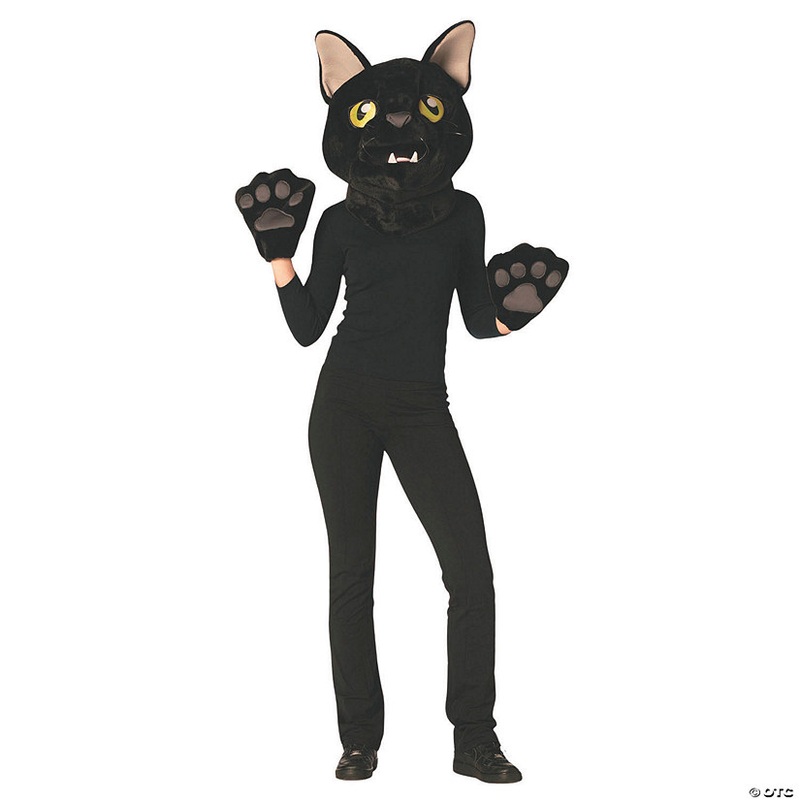 Adults Black Cat Mask & Paws Costume Kit – One Size