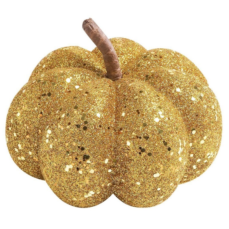 Glittering Pumpkin Decoration Gold 15cm