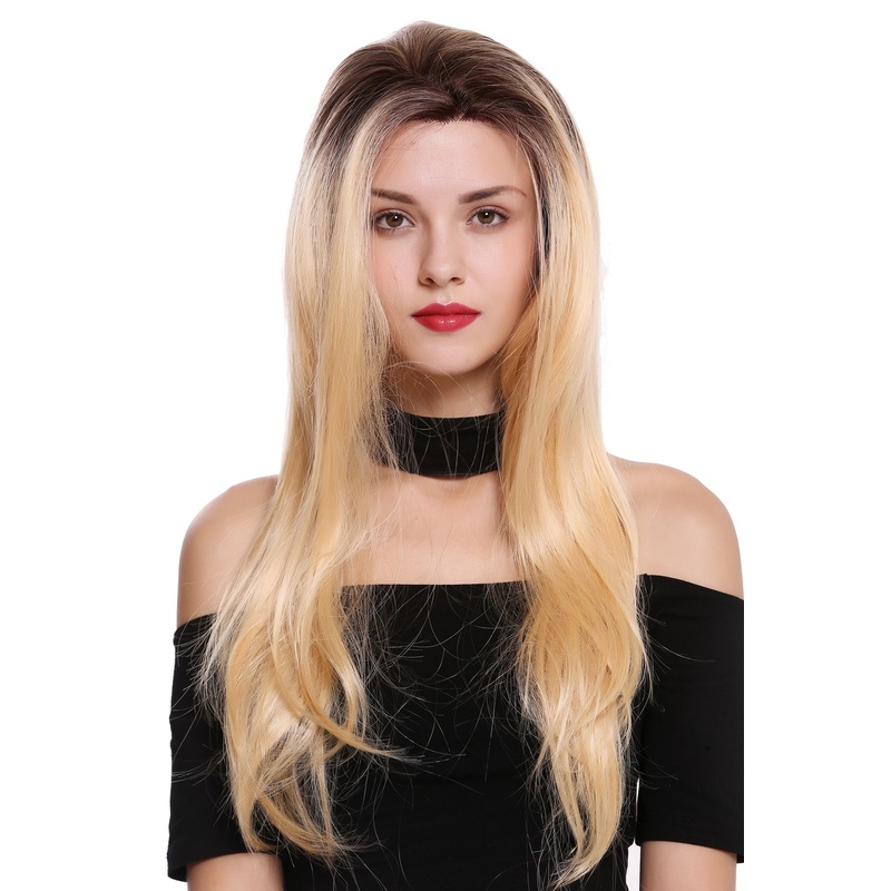 Lady wig women lace front long sleek ombre brown to bright blonde DW2322-LF