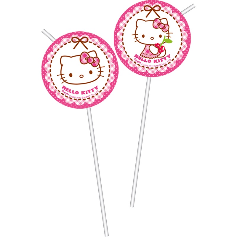 6 Hello Kitty Sweet Cherry Flexi straws 24cm