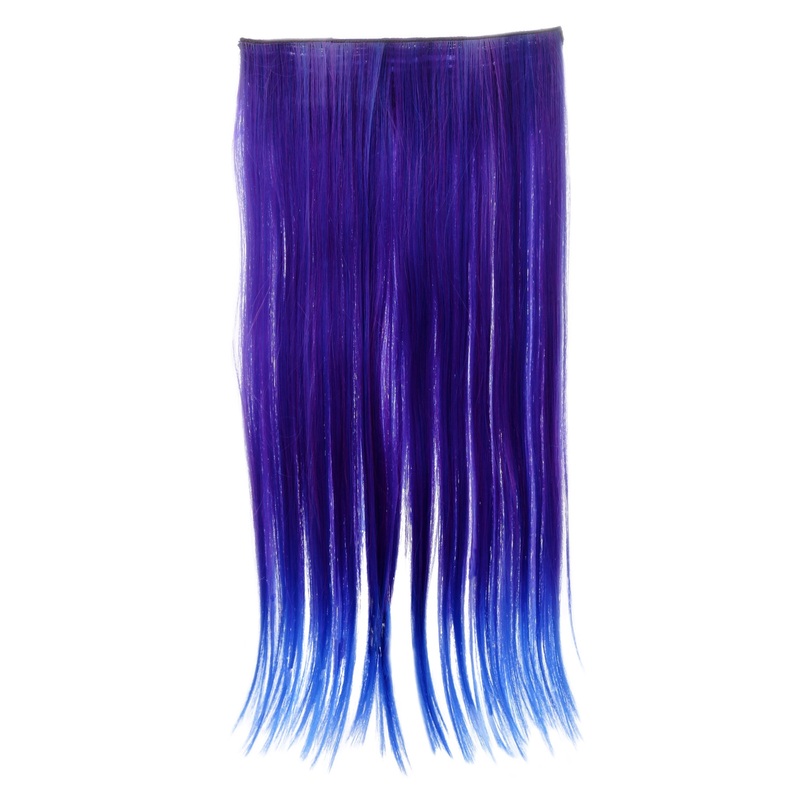 Hairpiece Extension wide 5 clips straight neon violet-neon blue mix YZF-3179-T2420TTF2517