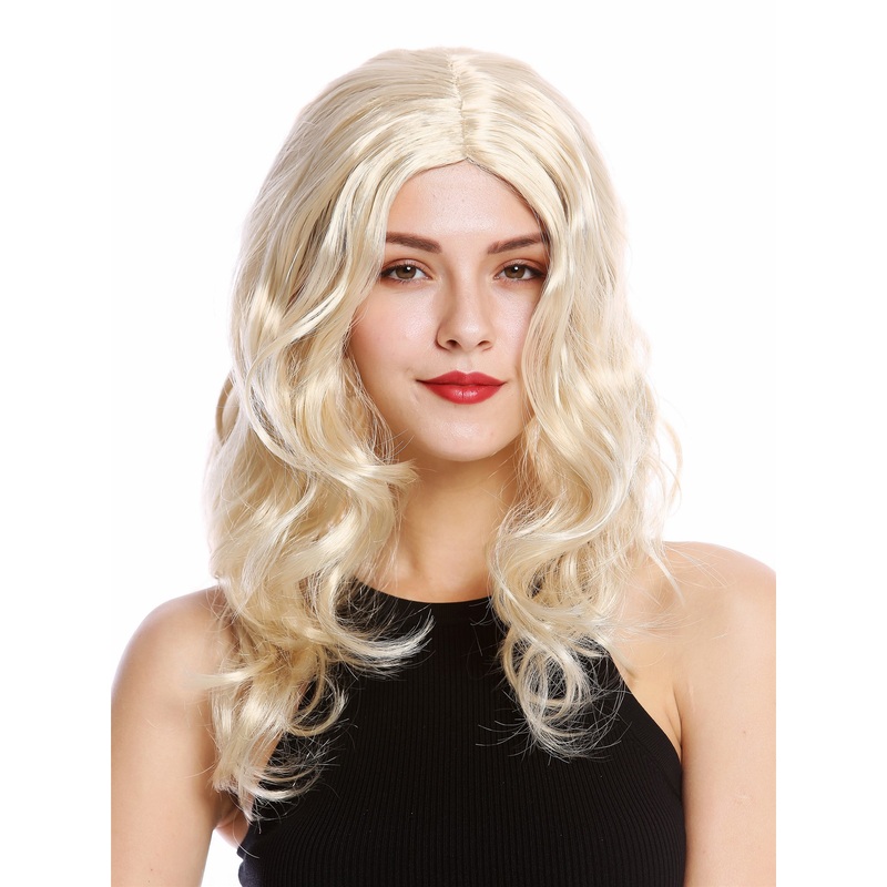 Lady party wig women long wavy middle-parting blond Halloween carnival 90831