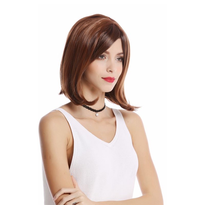Lady Wig Bob Longbob shoulder-length curved tips brown copper brown mix YZF-4357-4/30