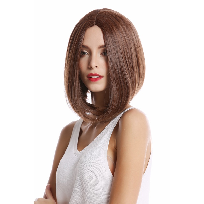 Lady Wig short shoulder length Bob straight middle parting brown & copper brown mix YZF-4367