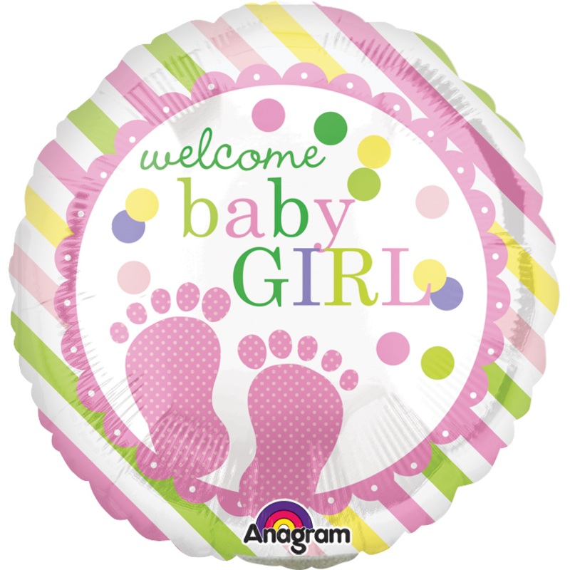 Striped balloon welcome baby girl