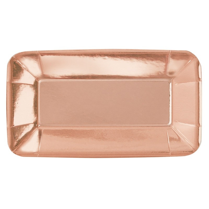 8 paper plates Vera rose gold 23 x 13cm