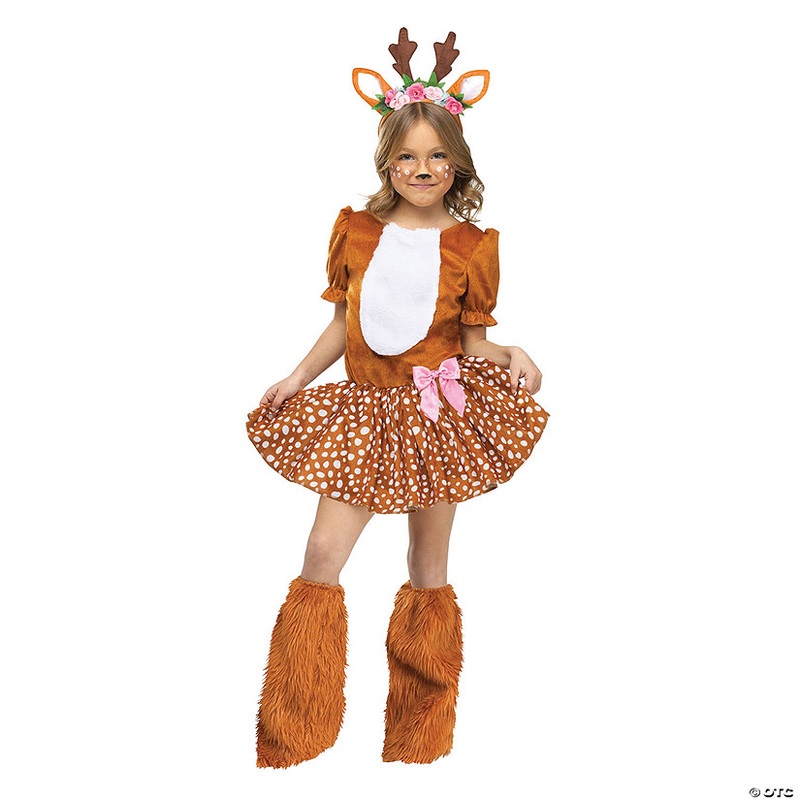 Girl’s Brown, White & Pink Oh Deer! Costume