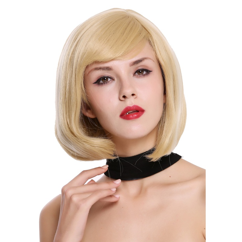 Lady Wig short Bob Longbob parting blond platinum highlights streaked ZM-1703