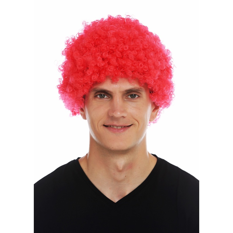 Wig carnival men women clown red short afro frizzy curly frizzy head MMAM-9M