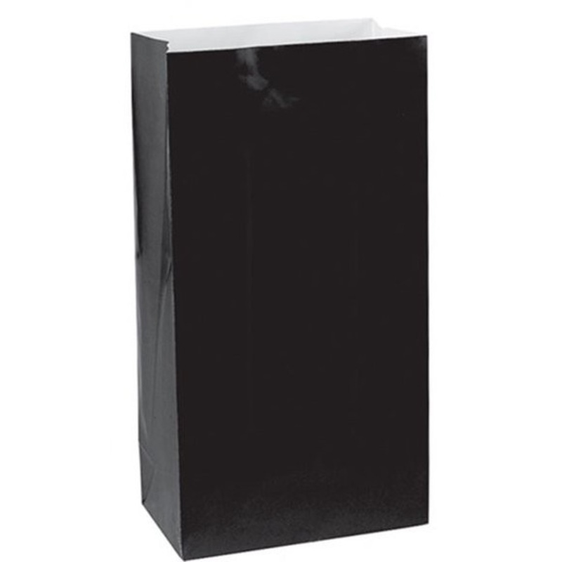 12 Black Mini Paper Bags 16.5cm