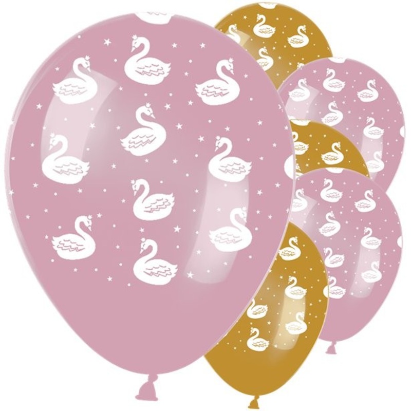 6 swan princess latex balloons 30cm