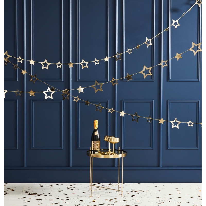 Golden Pop the Bubbly stars garland 5m