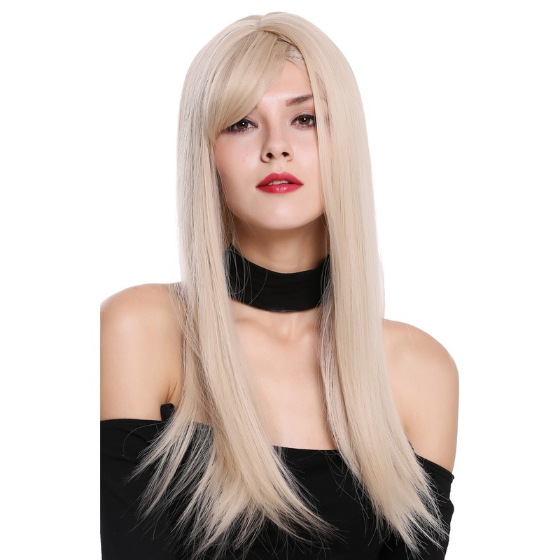 Women’s wig lady long sleek parting parted  light blonde mix DM-03