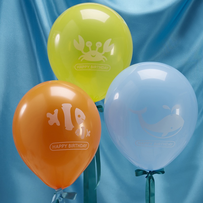 3 colorful ocean party balloons 22cm