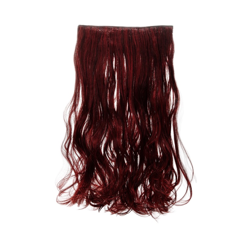 Hairpiece Extension wide 5 clips wavy deep black-fire red mix YZF-3180-1/113
