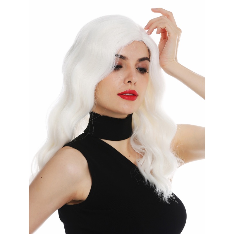 Lady wig long parting wavy waved classy 1930s Hollywood diva white VK-58