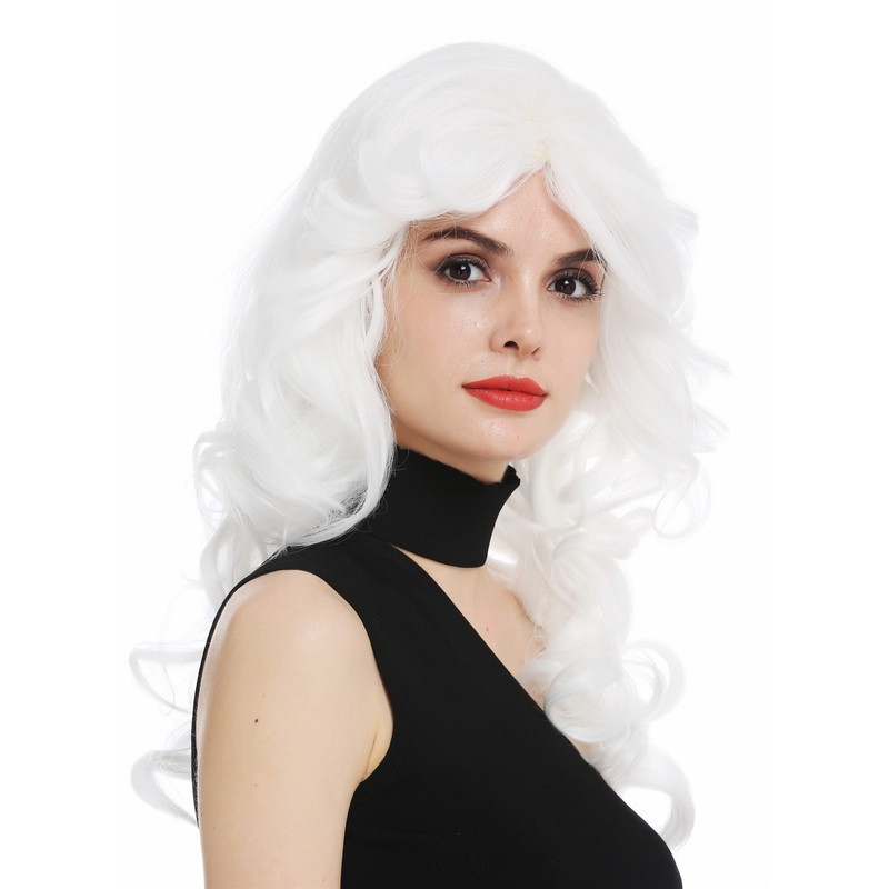 Lady wig long wavy voluminous backcombed 80’s diva drag white WL-3010