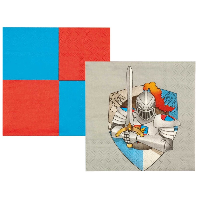 12 knight’s party paper napkins 25x25cm