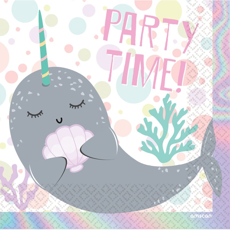 16 narwhal party napkins 33cm